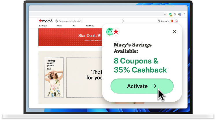 Adblocker Demo showing cashback rewards
